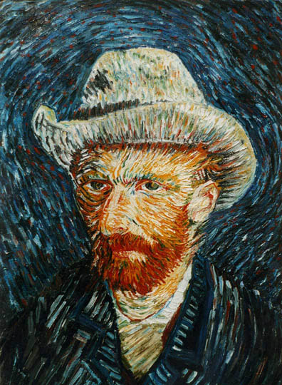 Riproduzione, Copia, Rivisitazioni, Falsi d'Autore olio su tela di Vincent Van Gogh by Ida Parigi: Autoritratto con Cappello di Feltro