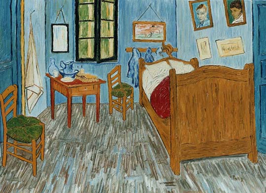 Reproductions and Copies of masterpieces oil on canvas Vincent Van Gogh revisited by Ida Parigi’s paintings: Vincent's Bedroom in Arles