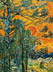 Riproduzione, Copia e Rivisitazioni olio su tela di Vincent Van Gogh by Ida Parigi: Pini contro un Cielo Rosso al Tramonto
