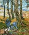 Reproductions and Copies of masterpieces oil on canvas Vincent Van Gogh revisited by Ida Parigi’s paintings: Two Diggers among Trees