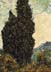 Reproductions and Copies of masterpieces oil on canvas Vincent Van Gogh revisited by Ida Parigi’s paintings: Two Cypresses