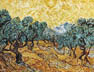 Riproduzione, Copia e Rivisitazioni olio su tela di Vincent Van Gogh by Ida Parigi: Ulivi con Cielo Giallo e Sole
