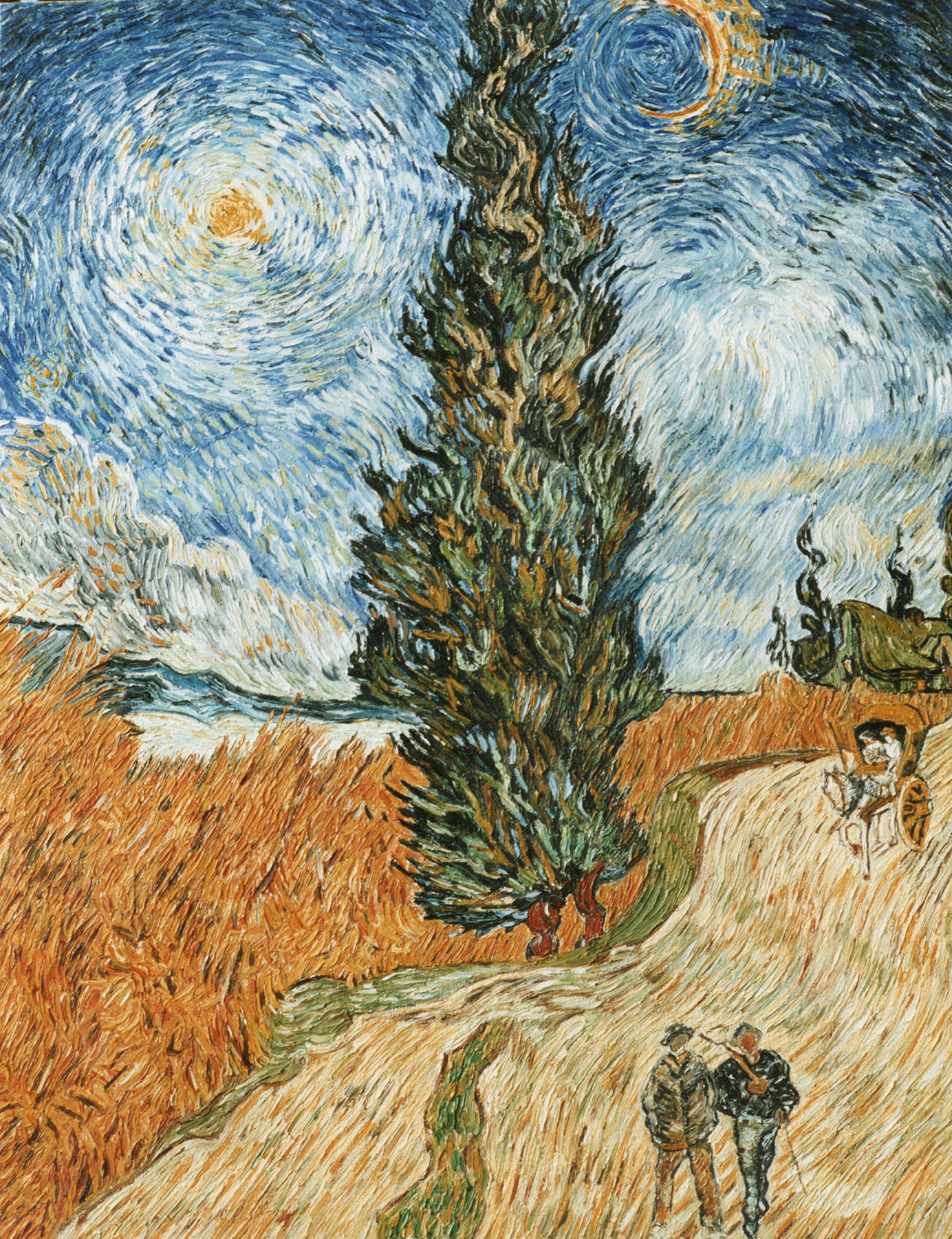 Riproduzione, Copia, Rivisitazioni, Falsi d'Autore olio su tela di Vincent Van Gogh by Ida Parigi: Strada dei Cipressi